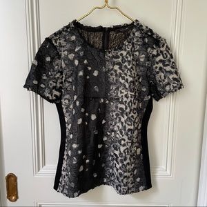 BCBG black and ivory textured top